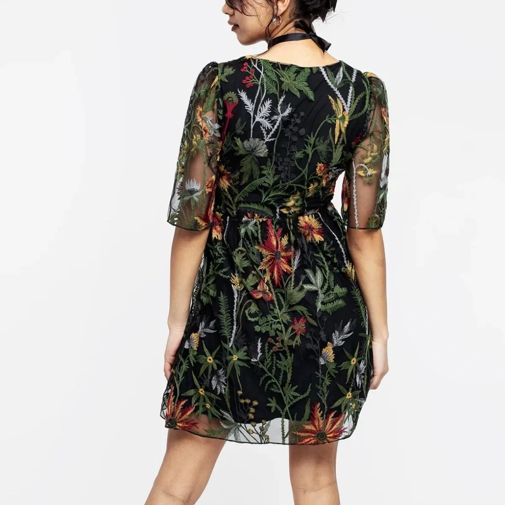 Disturbia Floral Embroidered Black Dress - Picture 2 of 4